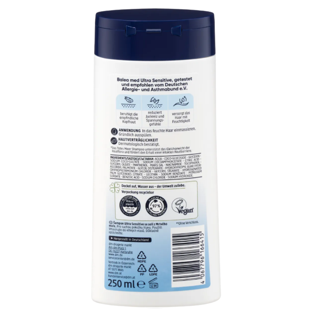 Shampooing Ultra Sensitive – Mer Morte, 250 ml (Balea med)