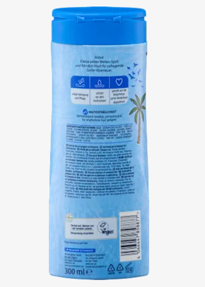 Gel Douche & Shampooing Enfant 2en1 Surfosaurus, 300 ml 🦖🌊